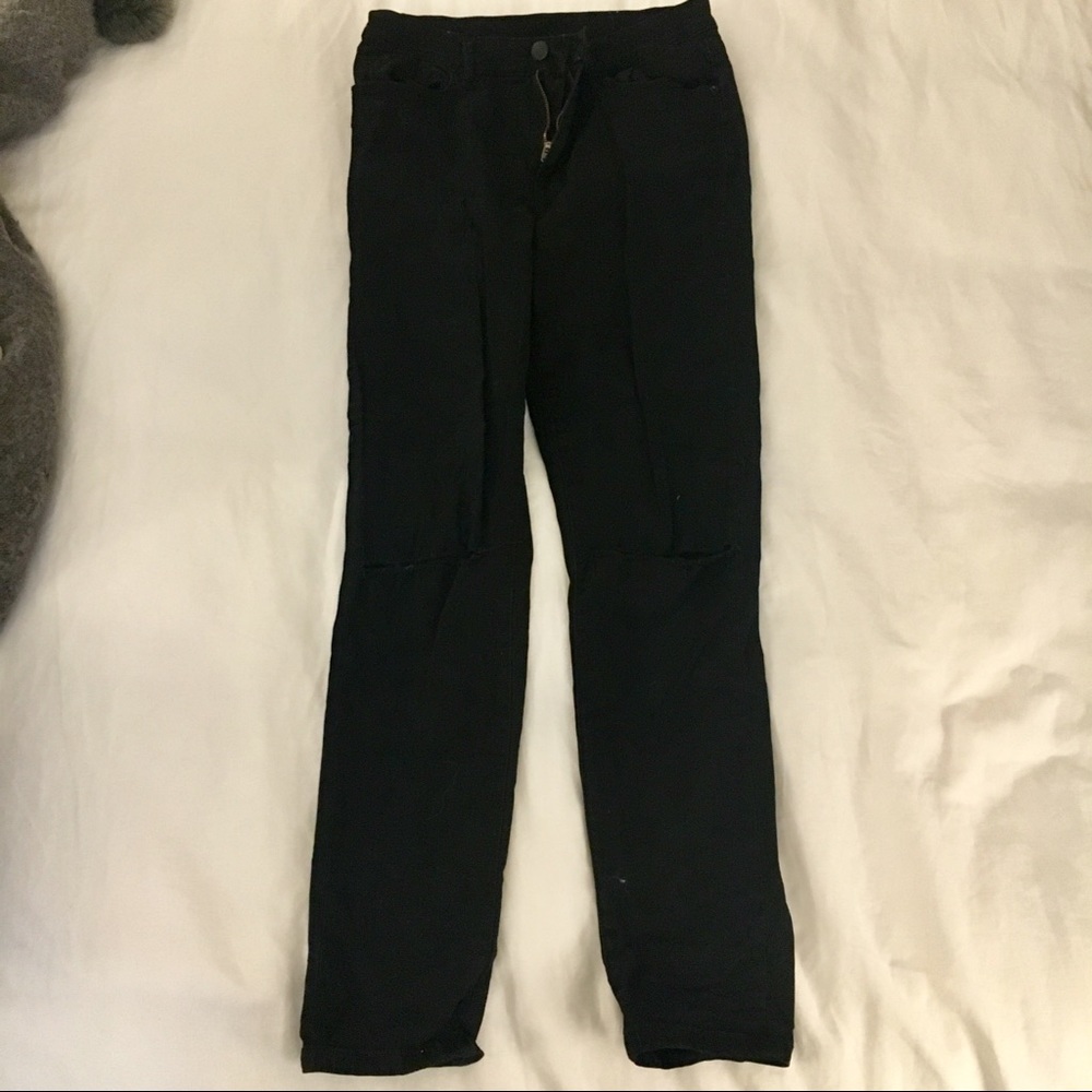 BDG Twig High Rise Black Jeans with Ripped Knees